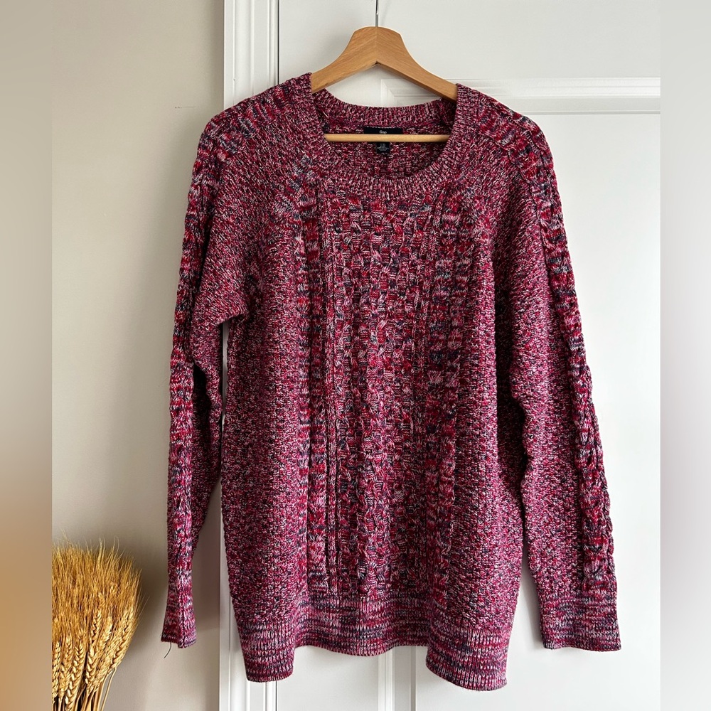 Gap Women Pink Marled Cable Crew Neck Chunky
Knit Cotton Pullover Sweater XL